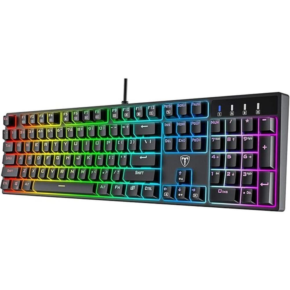 RisoPhy Gaming Keyboard Black Mechanical Blue Switch RGB LED Full Size USB